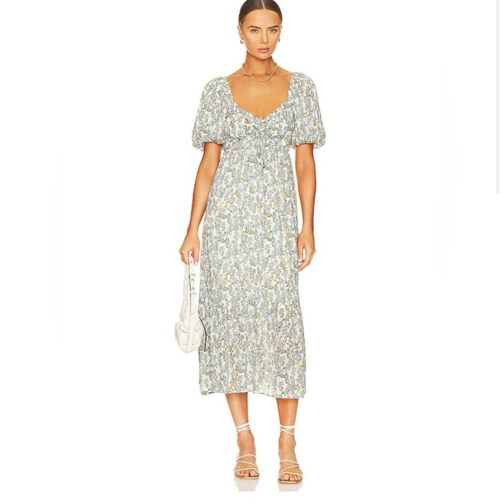 LIKE NEW MINK PINK juniper midi dress in blue floral/SMALL